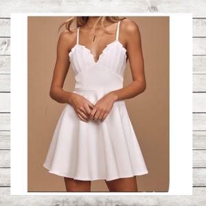 Loving Heart White Sleeveless Skater Dress